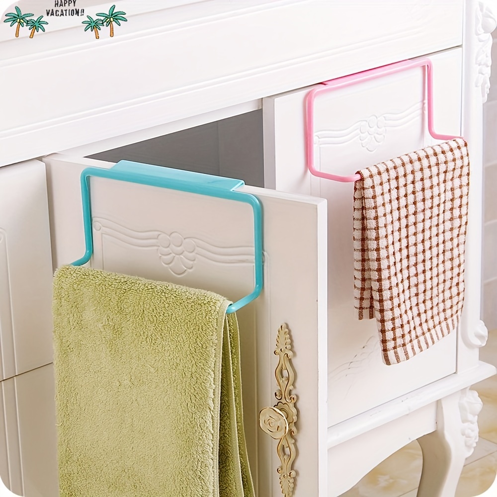 1pc Hanging Towel Rack, Towel Holder For Kitchen Toilet Cabinet Door, Bathroom Free Punch Wall Hanging Towel Hanger - Image 4