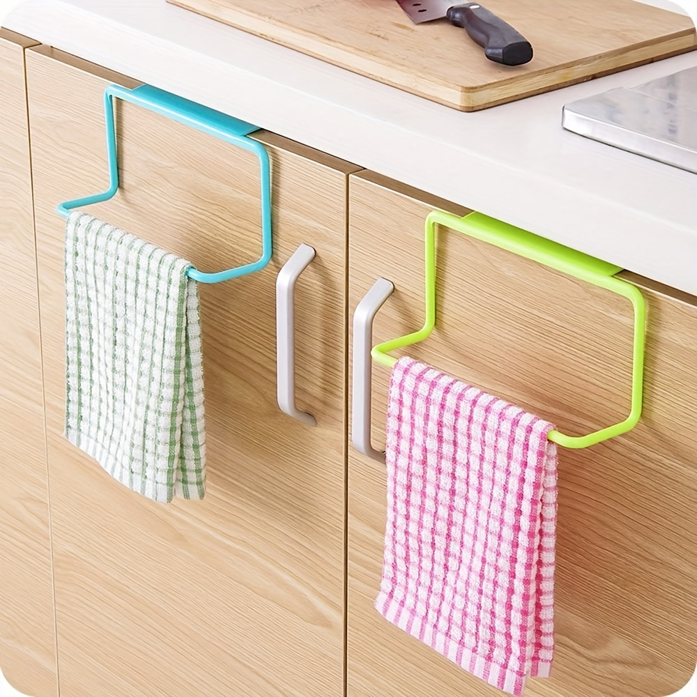 1pc Hanging Towel Rack, Towel Holder For Kitchen Toilet Cabinet Door, Bathroom Free Punch Wall Hanging Towel Hanger